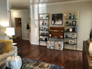 Living room view at Montfair at the Woodlands apartments in Houston TX